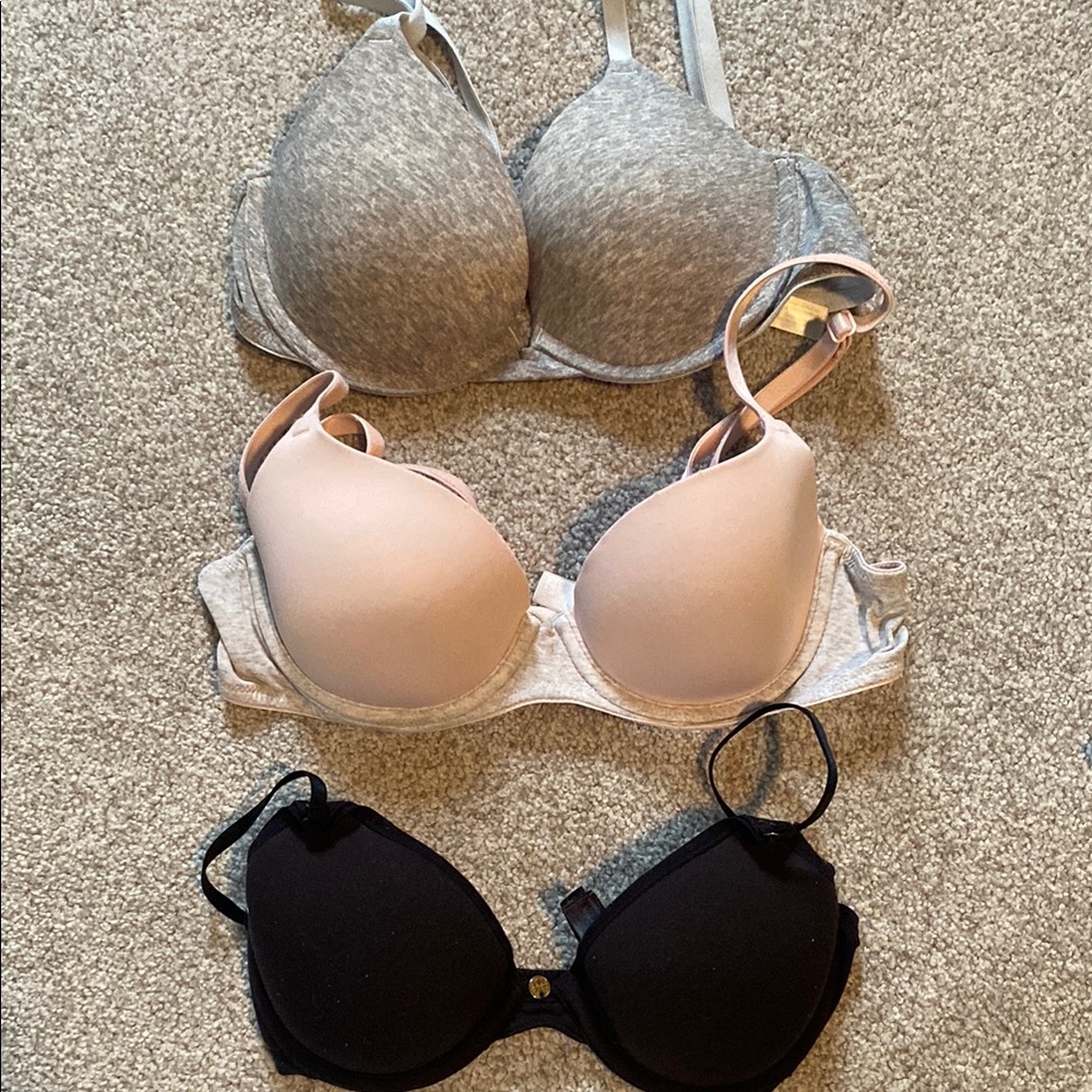 PINK Victoria's Secret Gray and Cream Bras and black natori Intimates Collection